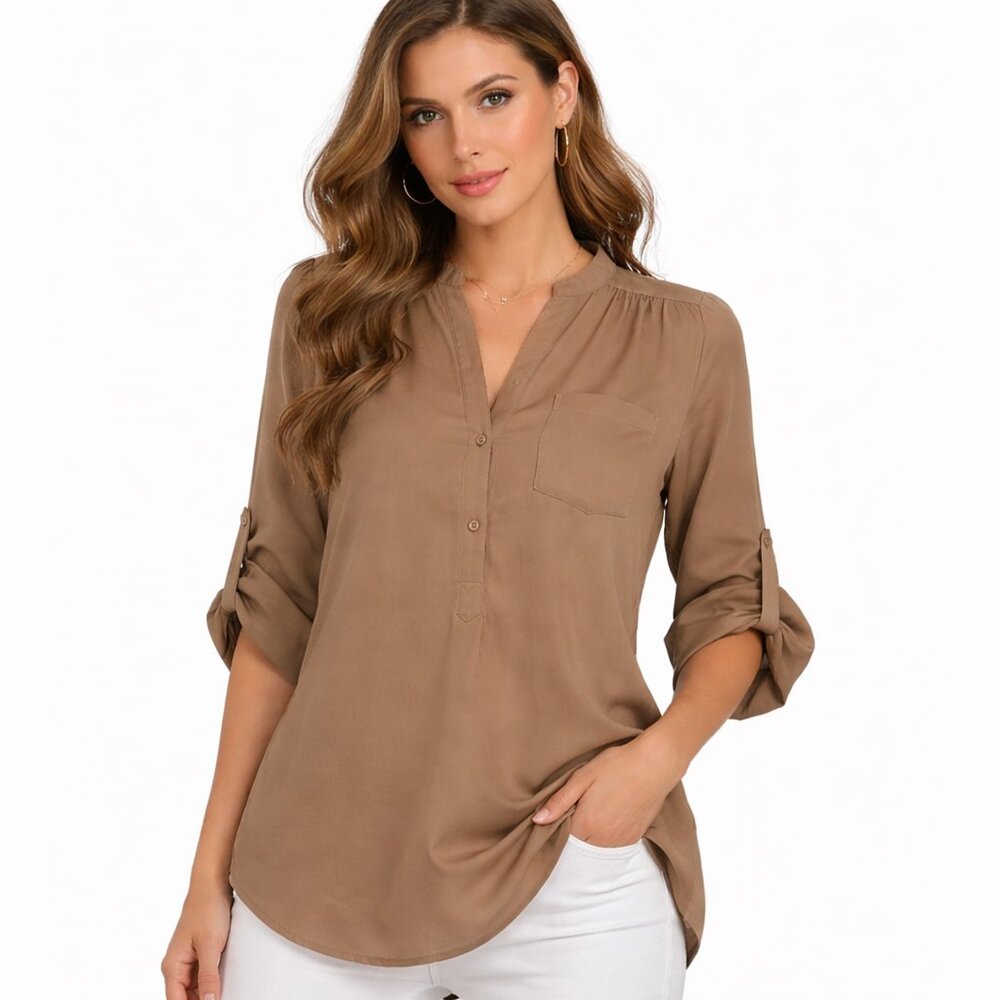 GeeGee top , tan color, medium size